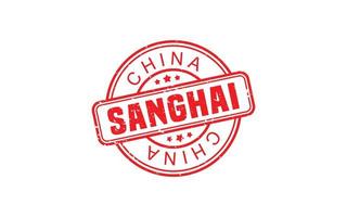 sanghai China postzegel rubber met grunge stijl Aan wit achtergrond vector