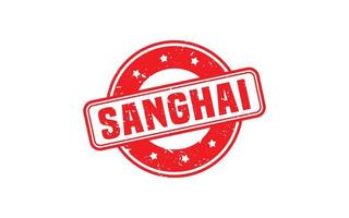 sanghai China postzegel rubber met grunge stijl Aan wit achtergrond vector