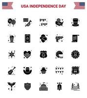 Verenigde Staten van Amerika onafhankelijkheid dag solide glyph reeks van 25 Verenigde Staten van Amerika pictogrammen van plaats pin Verenigde Staten van Amerika Amerikaans dag staten partij bewerkbare Verenigde Staten van Amerika dag vector ontwerp elementen