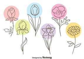 Mooie Schets Bloemen Verzameling Vector