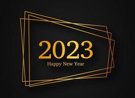 2023 gelukkig nieuw jaar goud meetkundig veelhoekige achtergrond. goud meetkundig veelhoekige kader met schijnend Effecten voor Kerstmis vakantie groet kaart, flyers of affiches. vector illustratie