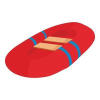 rood opblaasbaar boot icoon, tekenfilm stijl vector