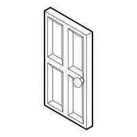 houten deur icoon, schets stijl vector