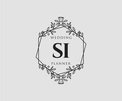 si initialen brief bruiloft monogram logos verzameling, hand- getrokken modern minimalistisch en bloemen Sjablonen voor uitnodiging kaarten, opslaan de datum, elegant identiteit voor restaurant, boetiek, cafe in vector