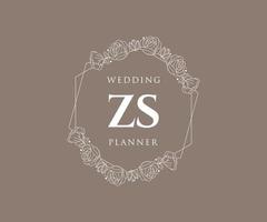 zs initialen brief bruiloft monogram logos verzameling, hand- getrokken modern minimalistisch en bloemen Sjablonen voor uitnodiging kaarten, opslaan de datum, elegant identiteit voor restaurant, boetiek, cafe in vector