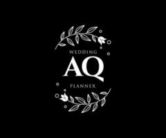 aq initialen brief bruiloft monogram logos verzameling, hand- getrokken modern minimalistisch en bloemen Sjablonen voor uitnodiging kaarten, opslaan de datum, elegant identiteit voor restaurant, boetiek, cafe in vector