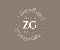 zg initialen brief bruiloft monogram logos verzameling, hand- getrokken modern minimalistisch en bloemen Sjablonen voor uitnodiging kaarten, opslaan de datum, elegant identiteit voor restaurant, boetiek, cafe in vector