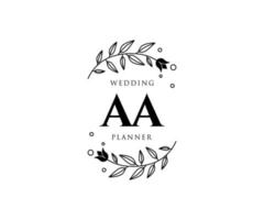 aa initialen brief bruiloft monogram logos verzameling, hand- getrokken modern minimalistisch en bloemen Sjablonen voor uitnodiging kaarten, opslaan de datum, elegant identiteit voor restaurant, boetiek, cafe in vector