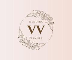 vv initialen brief bruiloft monogram logos verzameling, hand- getrokken modern minimalistisch en bloemen Sjablonen voor uitnodiging kaarten, opslaan de datum, elegant identiteit voor restaurant, boetiek, cafe in vector