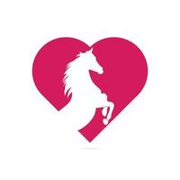 paard hoofd hart vorm concept logo. paard hoofd teken. paard hoofd icoon. vector