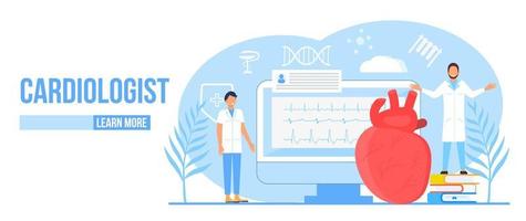 cardioloog concept vector. hypo-spanning en hypertensie ziekte illustratie voor cardiologie Startpagina. symptomen, het voorkomen bloed druk. klein artsen traktatie hart. vector