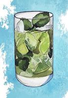 kleurrijk vector illustratie van mojito coctail in waterverf stijl