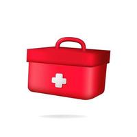 3d eerste steun uitrusting medisch doos geneeskunde gezondheidszorg voor ziekenhuis of kliniek onderhoud vector