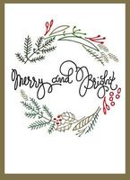kaart met hand- beletterd vrolijk Kerstmis en gelukkig nieuw jaar .groet kaart, folder, uitnodiging vector