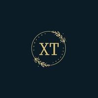 eerste xt schoonheid monogram en elegant logo ontwerp, handschrift logo van eerste handtekening, bruiloft, mode, bloemen en botanisch met creatief sjabloon. vector