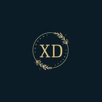 eerste xd schoonheid monogram en elegant logo ontwerp, handschrift logo van eerste handtekening, bruiloft, mode, bloemen en botanisch met creatief sjabloon. vector