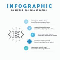 oog symbool geheim maatschappij lid lijn icoon met 5 stappen presentatie infographics achtergrond vector