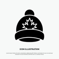 hoed pet blad Canada solide glyph icoon vector