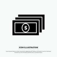 dollar geld contant geld solide glyph icoon vector