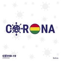 Bolivia coronavirus typografie covid19 land banier blijven huis blijven gezond nemen zorg van uw eigen Gezondheid vector
