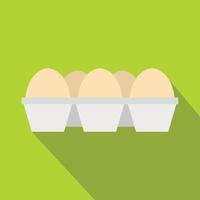 eieren in karton pakket icoon, vlak stijl vector