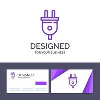 creatief bedrijf kaart en logo sjabloon elektrisch plug macht macht plug vector illustratie