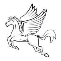 paard Vleugels zwart en wit illustratie vector