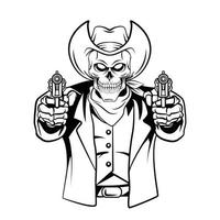 schedel cowboy geweer illustratie vector