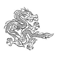 draak zwart en wit tatoeëren illustratie vector