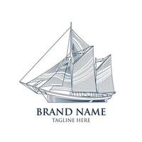 oud schip vector illustratie in lijn trek stijl, perfect voor merk logo advertentie vakantie t overhemd ontwerp