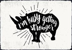 Gratis Vector Rhinoceros Silhouet Illustratie Met Typografie