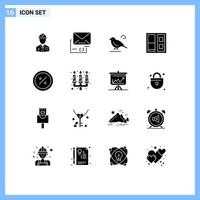 modern reeks van 16 solide glyphs pictogram van handel huis e-mail gebouw klein bewerkbare vector ontwerp elementen