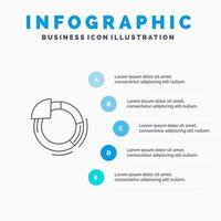 diagram cirkel taart tabel lijn icoon met 5 stappen presentatie infographics achtergrond vector