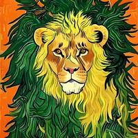 portret van een leeuw van de oerwoud vector