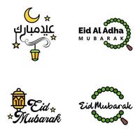 mooi verzameling van 4 Arabisch schoonschrift geschriften gebruikt in Gefeliciteerd groet kaarten Aan de gelegenheid van Islamitisch vakantie zo net zo religieus vakantie eid mubarak gelukkig eid vector