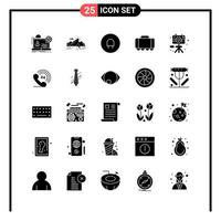 reeks van 25 solide stijl pictogrammen voor web en mobiel glyph symbolen voor afdrukken solide icoon tekens geïsoleerd Aan wit achtergrond 25 icoon reeks