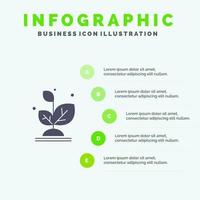 fabriek toenemen groei succes solide icoon infographics 5 stappen presentatie achtergrond vector