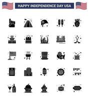 gelukkig onafhankelijkheid dag 4e juli reeks van 25 solide glyph Amerikaans pictogram van Patat chips hoofd voedsel maïs hond bewerkbare Verenigde Staten van Amerika dag vector ontwerp elementen