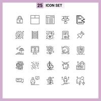 universeel icoon symbolen groep van 25 modern lijnen van sharing inhoud communicatie hangende Valentijn bewerkbare vector ontwerp elementen