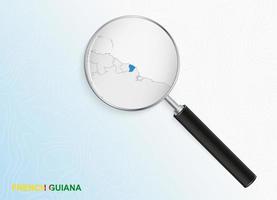 vergrootglas met kaart van Frans Guyana Aan abstract topografisch achtergrond. vector