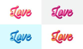 modern liefde belettering lijn mengsel achtergrond, levendig helling blended vloeistof vector