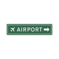 luchthaven weg teken, groen rechthoek met wit pijl en tekst vector