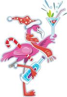 schattig flamingo Kerstmis nieuw jaar illustratie partij uitnodiging vector