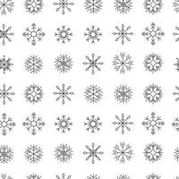 sneeuwvlokken naadloos patroon, symmetrisch zwart en wit patroon, minimalistisch achtergrond vector