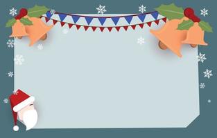 Kerstmis achtergrond met blanco ruimte, versierd met rinkelen klokken en sneeuwvlokken, feestelijk vlaggen, voor nieuw jaar en winter festival, vector illustratie