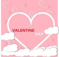achtergrond Valentijn dag.gelukkig Valentijnsdag dag poster of bon. mooi papier besnoeiing wit wolken met wit hart kader Aan roze achtergrond. vector