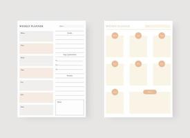 wekelijkse planner sjabloon. set van planner en takenlijst. moderne planner sjabloon set. vectorillustratie. vector