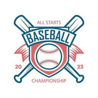hand getekend plat ontwerp honkbal logo vector