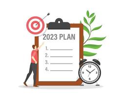 nieuw jaar plan met checklist doelen doelwit voor 2023 jaren met modern vlak stijl vector