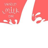 wereld melk dag, concept van koe melk gieten Aan rood achtergrond. Super goed voor spandoeken, kaarten, affiches. vector illustratie
